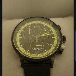 TIMEX - Waterbury Chronograph Leather Black Strap Watch, 40mm