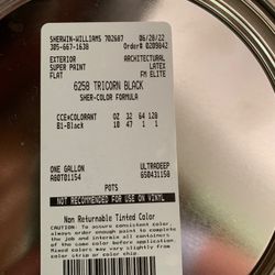 New 1 Gallon Black Matte Sherwin Williams Paint
