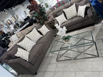 Gray Fabric Sofa and Loveseat Set 🔥 Take it home with only $50 down
