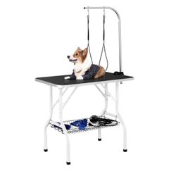 Professional 36-inch Foldable Pet Grooming Table with Arm & Noose & Mesh Tray, Maximum Capacity Up to 220lbs