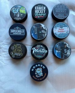 Seattle Kraken Collectible Puck Lot – 10 Limited Edition Pucks