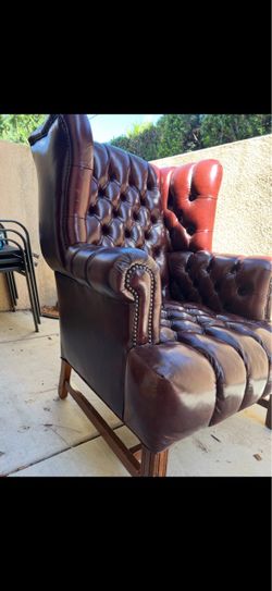 Tufted Leather Wingback Chair