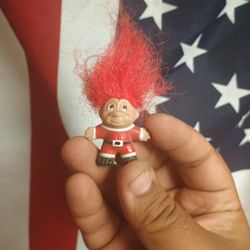 Russ PIN Christmas Vintage 1989  TROLL Doll SANTA CLAUS 