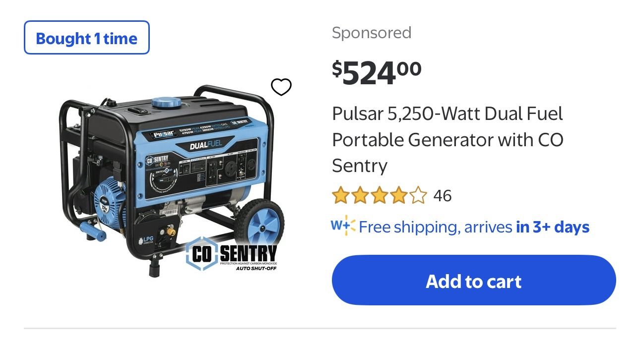 5,250 Watts Generator