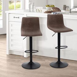 Bar Stools Counter Seat Modern Square Pu Leather Kitchen Brown Bar Chair