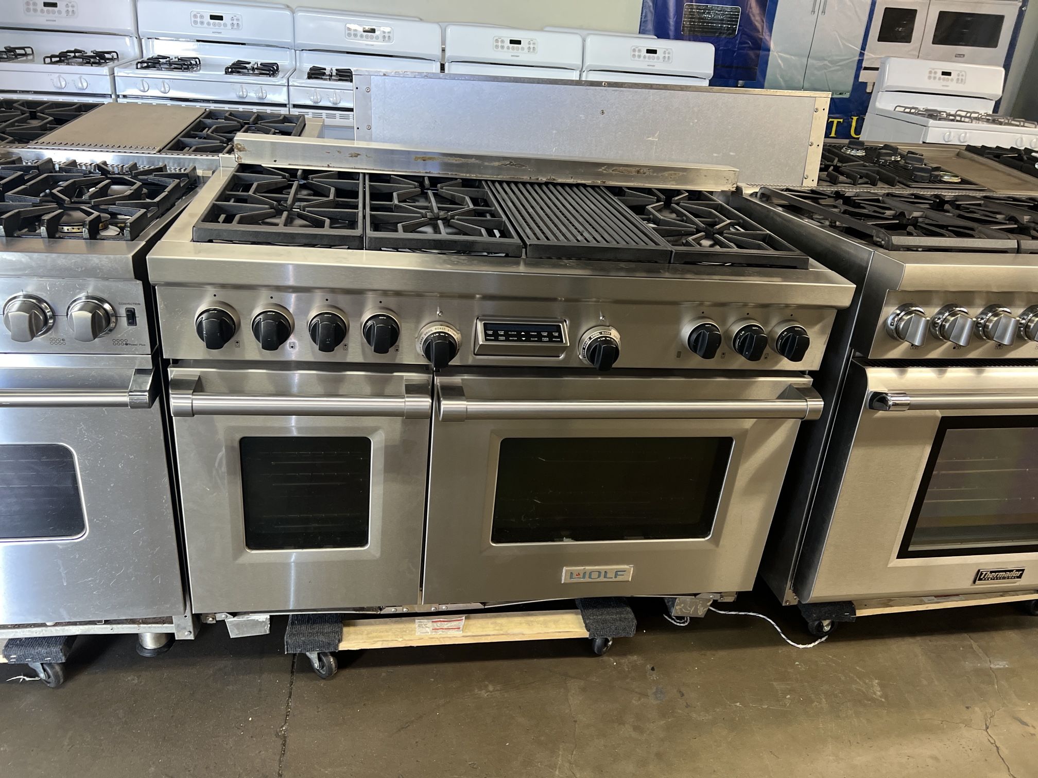 WOLF 48”WIDE DUAL FUEL RANGE STOVE STAINLESS STEEL 