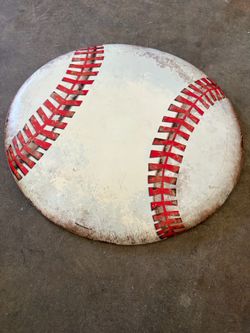 Large Round Metal Baseball Wall Decor
