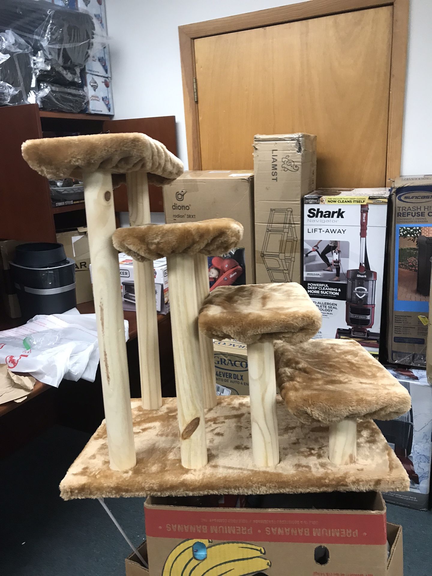 Cowboy Wooden 4-step Cat Stairs W/Detachable Carpet