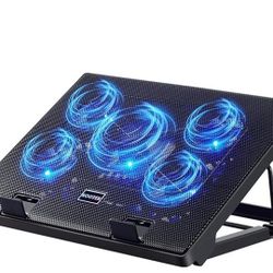 Kootek Laptop Cooling Pad – 5 Fans, Adjustable Stand – Excellent Condition – $15