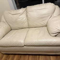 White Leather Loveseat 