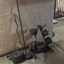 400 lb  Weight Set + Rack + Barbell + EZ Curl + Dumbbells