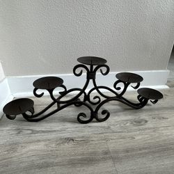 Bronze Tone Wrought Iron 5 Pillar Candle Holder