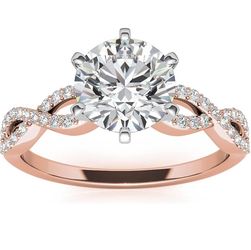 New in box Twisting Infinity Moissanite Engagement Rings for Women, 1.0 CT Round Cut Moissanite Wedding Ring, Customize Name Engraving