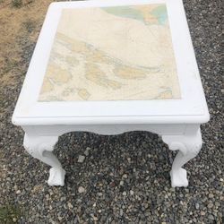 White Distressed End Table 
