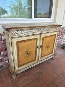 French Country Painted Wood Sideboard Cabinet
