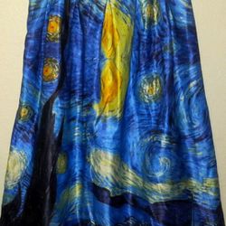 "Galartsy" Van Gogh Starry Night Midi Skirt