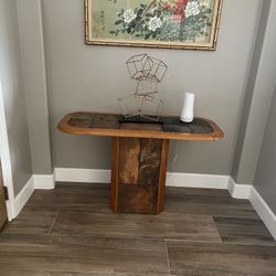 Mid Century Stone Teak Table 