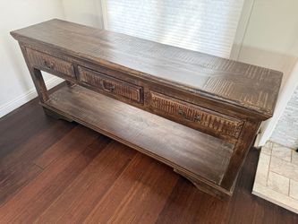 Rustic Wood Console Table with Drawers