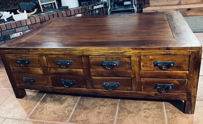 Large Solid Wood Apothecary Style Coffee Table