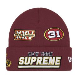 Supreme New Era Football Beanie Cardinal