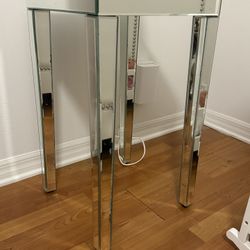 Mirrored Side Table 14 Wide 25 Tall