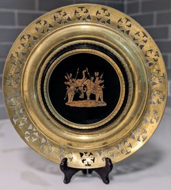 Wall Decor Antique Thai Or Balinese Lacquer And Brass Plate