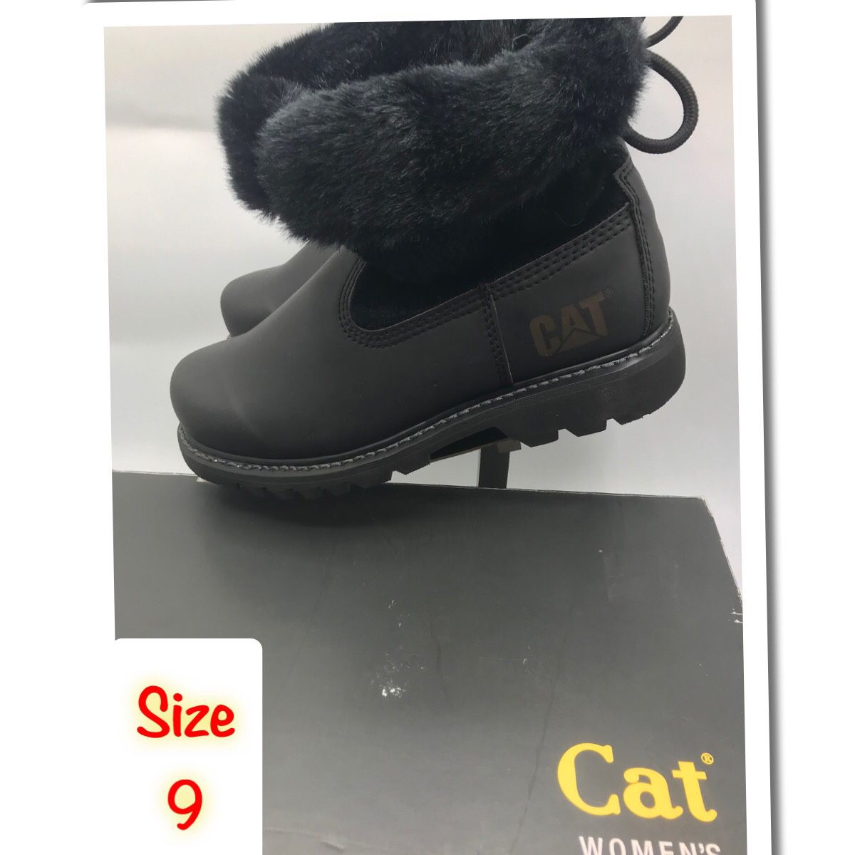 Cat Womens Bruiser Scrunch Fur Casual Work Winter Boots Black