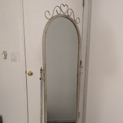vintage white standing mirror