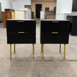 Price for Both - 2 Black & Gold Nightstands / Nightstand Set / End Tables / Side Tables  