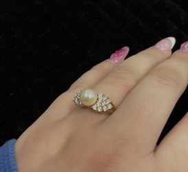 Vintage 10K Gold Pearl Cocktail Ring