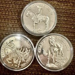 3 mexican coins charro Mexicano