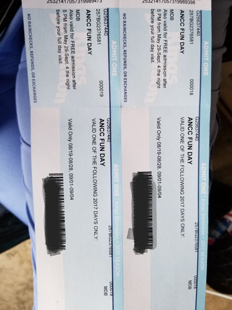 2 tickets for kings dominion