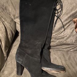 Michael Kors Black Suede Tall Boots Women Sz 7.5