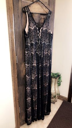 black and tan formal dress Black Velvet and Champagne Tiered Ruffles Long Formal Dress –  Dressesforparty main image 1