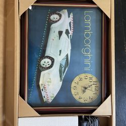 Brand New Lamborghini Vintage Light Up Sign And Clock