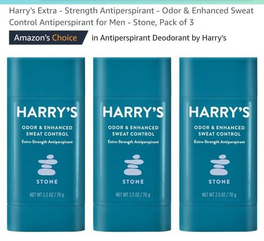 Harry's Extra - Strength Antiperspirant - Odor & Enhanced Sweat Control Antiperspirant for Men - Stone, Pack of 3