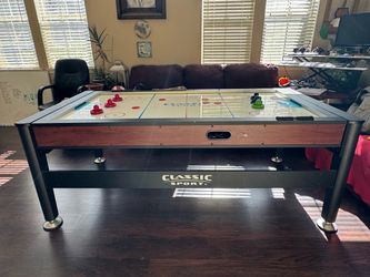 Rotating swivel 2-in-1 air hockey and billiards pool table