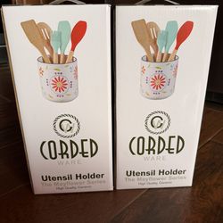 Corded utensil holder