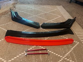 ABS Front Bumper Lip Splitter Spoiler 170cm Universal Front Bumper Lip with Support Bar for 1 Series E90 E91