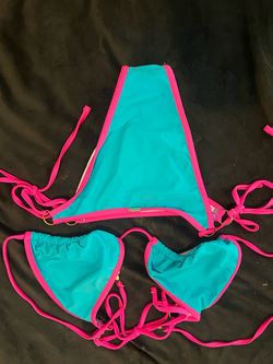 Teal and Pink String Bikini Set