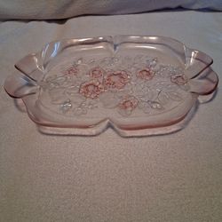 Mikasa Rosella Pink Walther Crystal Large Serving Tray Platter