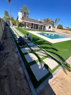 Turf pavers and Travertine