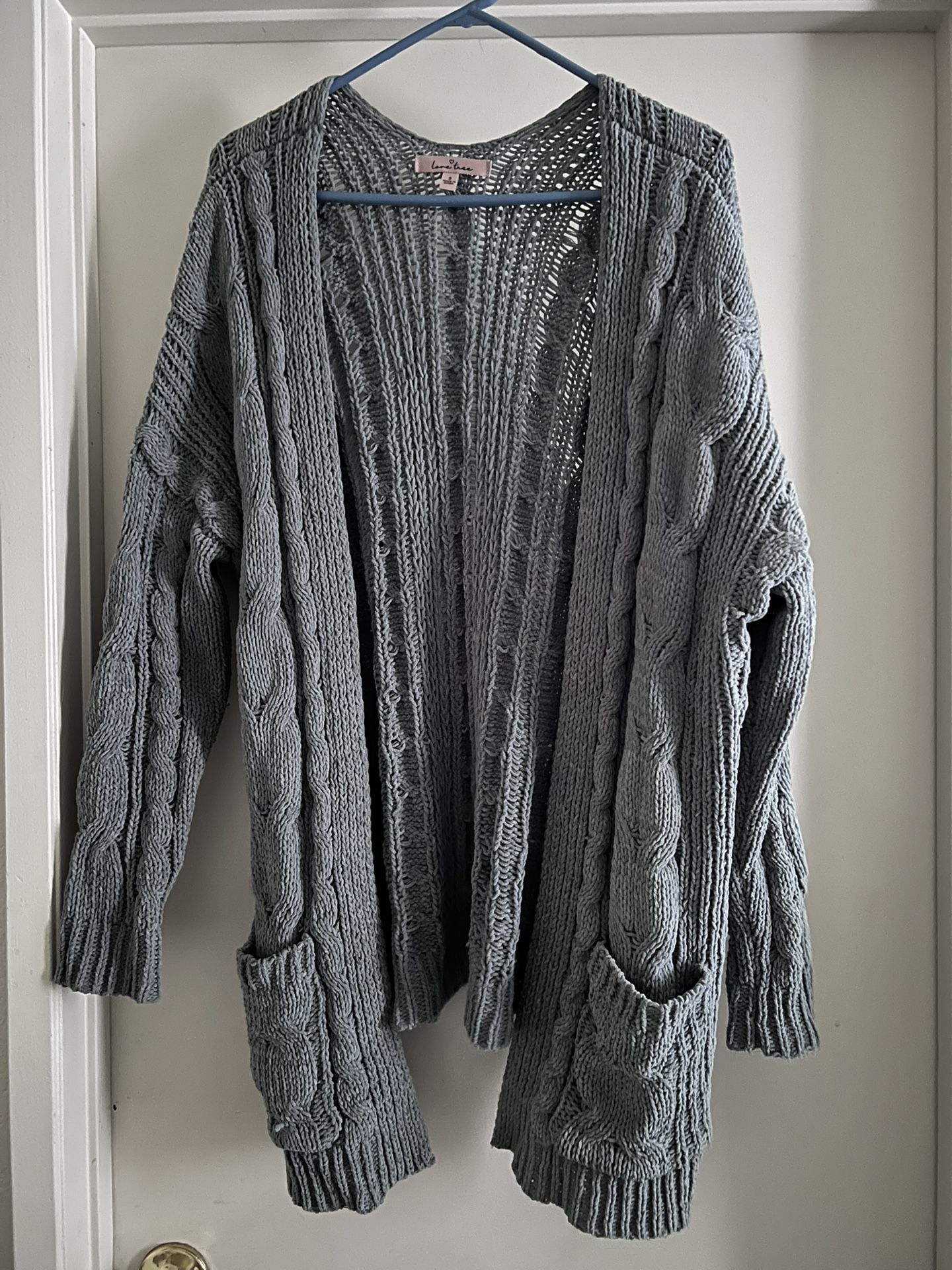 Blue Grayish Knitted Cardigan