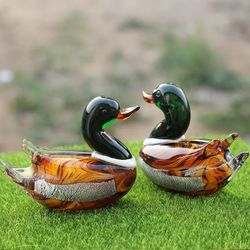 Pair of Glass Mandarin Ducks