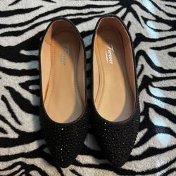 Black Rhinestone Flats