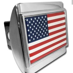 American Flag Chrome Plated Hitch Cover 