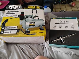 Brand new never used Iwata eclipse airbrush with oil less airbrush compressor