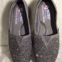 Skechers Bobs Luxe Chunky Rhinestone Slip On W Memory Foam Ballet Flat Lyst Size 5W
