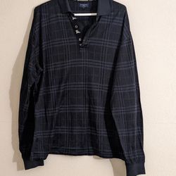 Burberry Men's Black Charcoal Check Long Sleeve Shirt