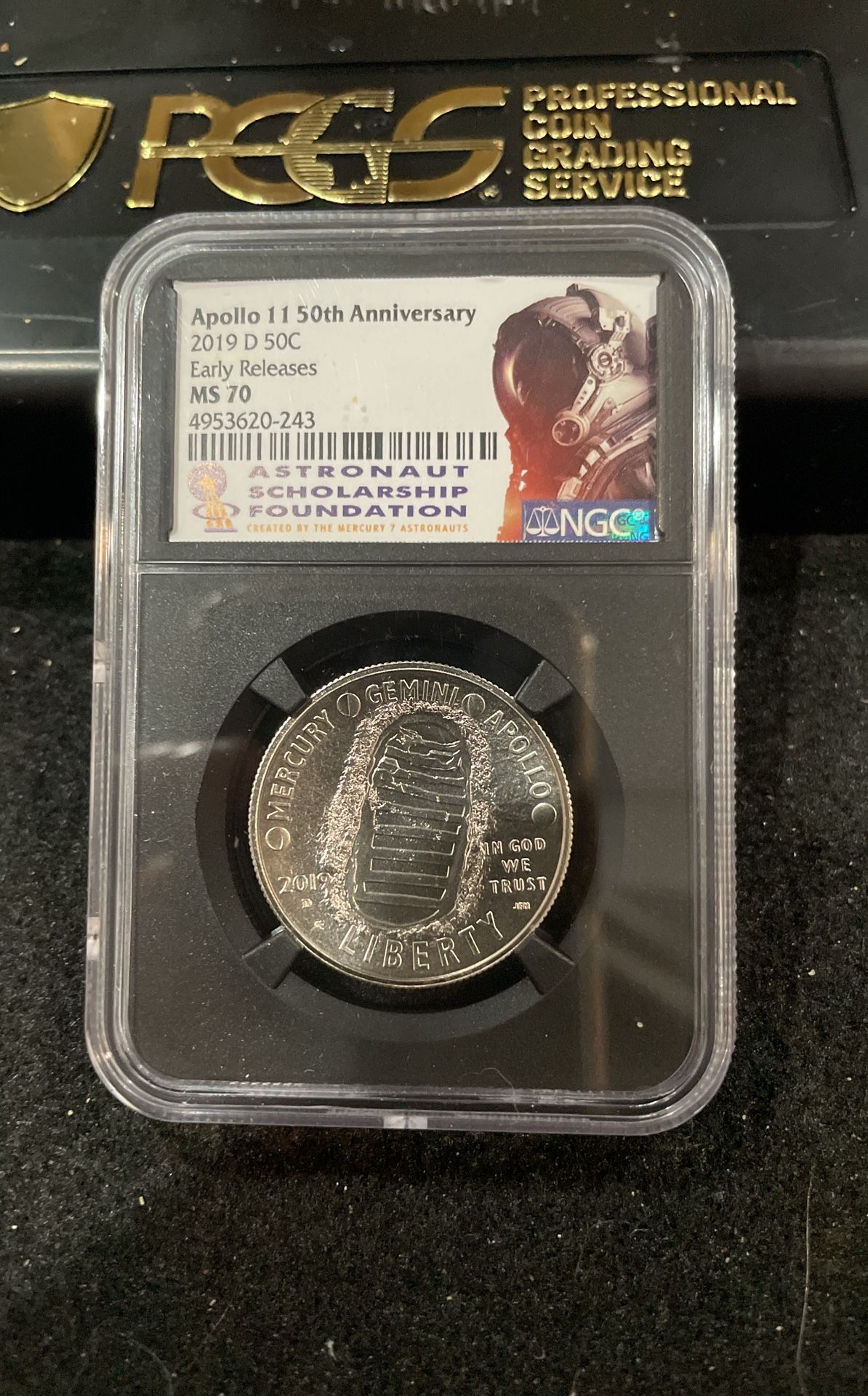 2019 D Perfect Graded Apollo 11 50th Anniversary Half Dollar Graded At MS70 A-3